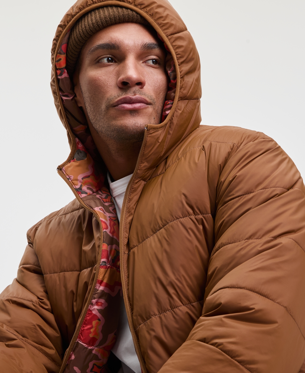 Mode Of One Men's Reversible Hooded Puffer Jacket, Macy's Exclusive In Brown