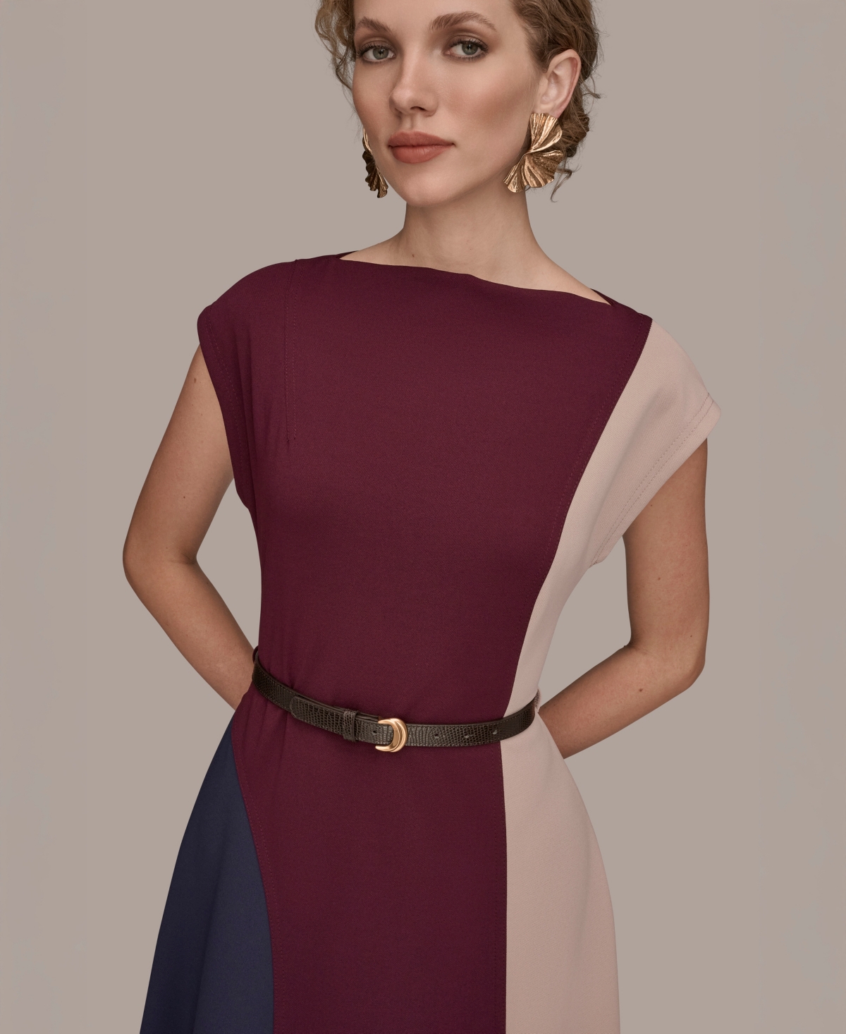 Donna Karan Petite Colorblock Midi Dress In Multi