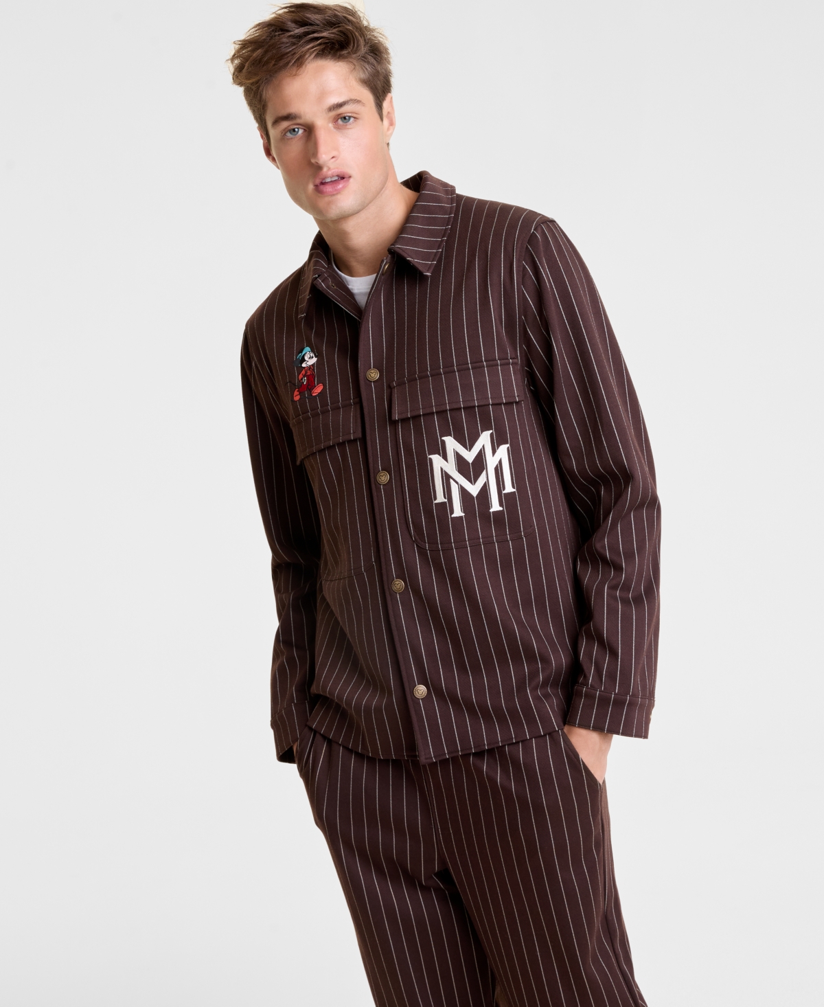Disney | Macy's Men's Mickey Mouse Button Front Shirt Jacket, Exclusive