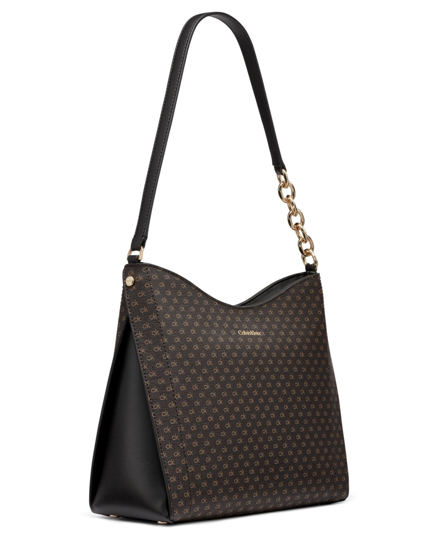 Женская сумка Calvin Klein Nova Top Zipper Mini Signature Chain Shoulder, цвет: Чёрный — фото 3