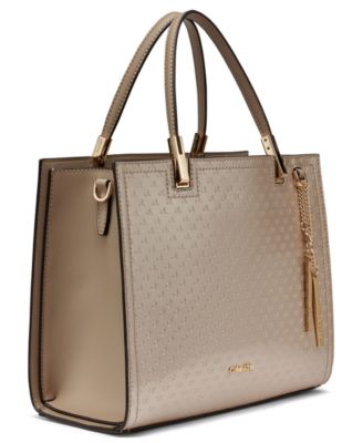 Verne Signature Embossed Convertible Satchel with Charm