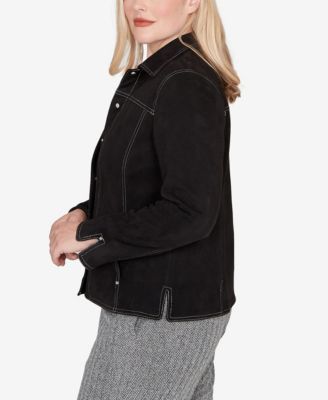 Women's Jet Setter Print Lining Faux Suede Jacket