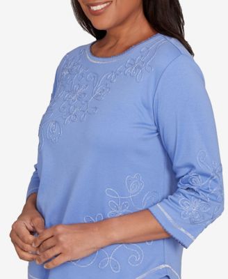 Women's Casual Vibe Asymmetrical Floral Embroidered Detail Top