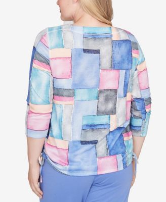 Women's Casual Vibe Tie Side Ruched Colorblock Top