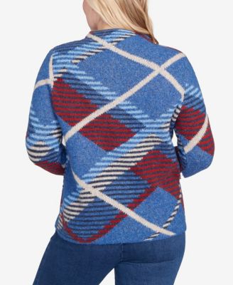 Women's Sunset Canyon Exploded Plaid Mock Neck Sweater