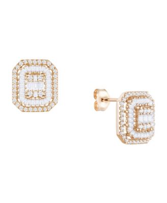 Diamond Baguette & Round Earrings (1/2 ct. t.w.) in 14k Yellow or White Gold