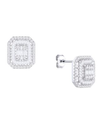 Macy's - Diamond Baguette & Round Earrings (1/2 ct. t.w.) in 14K White Gold (also in 14K Yellow Gold)