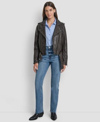 DKNY Jeans - Women's Leather Moto Jacket