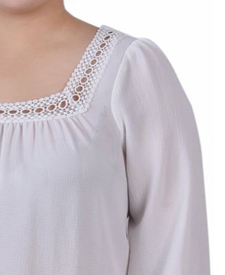 Plus Size Long Sleeve Square Neck Blouse