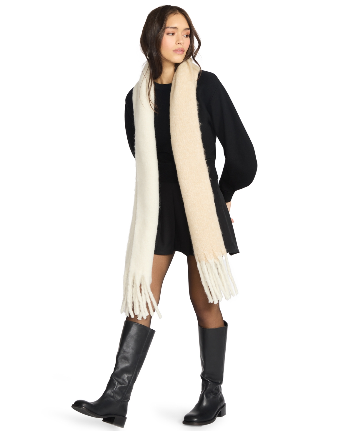 Steve Madden Women's Fringe Lofty Two-tone Scarf In White