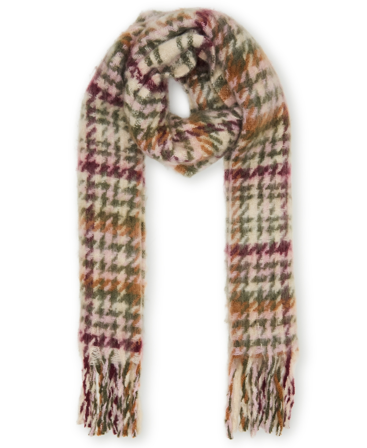 Steve Madden Women's Brushed Twill Tartan Lofty Scarf In White