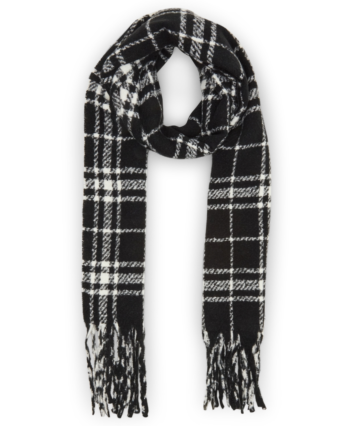 Steve Madden Women's Soft Midweight Plaid Scarf In Black