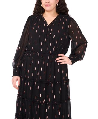 Plus Size Clip Chiffon Tiered Maxi Dress