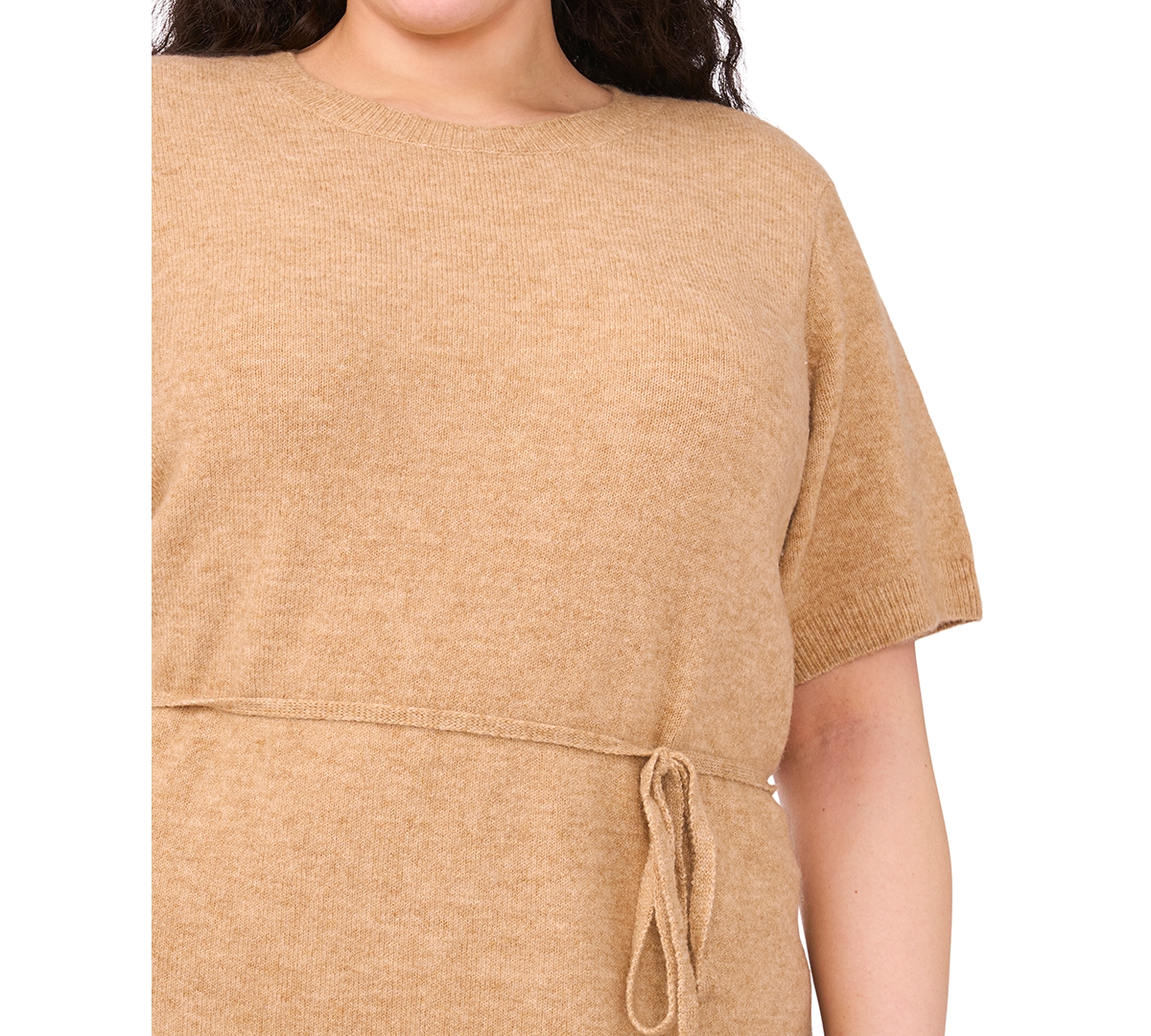 Msk Plus Size Short Sleeve Knit Sweater Dress In Neutral