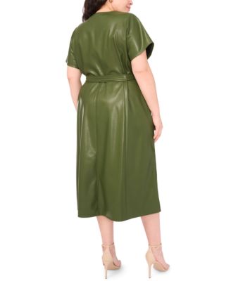 Plus Size Dolman Sleeve Belted Midi Dress