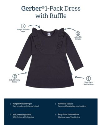 Toddler Girls Long Sleeve Ruffle Dress