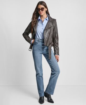 Women's Leather Asymmetrical Zip-closure Moto Jacket