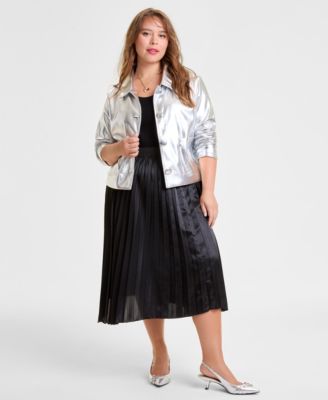 Plus Size Minnie Mouse Faux-Leather Jacket Embellished with Crystals by Swarovski&reg;, Macy's Exclusive