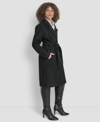 Petite Belted Notch Collar Coat
