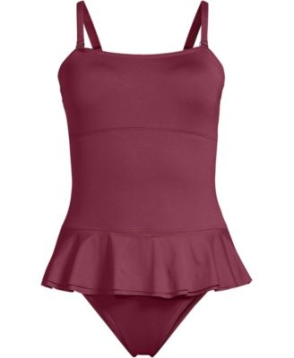 Women's Sculpting Suit Ruffle Bandeau One Piece Swimsuit