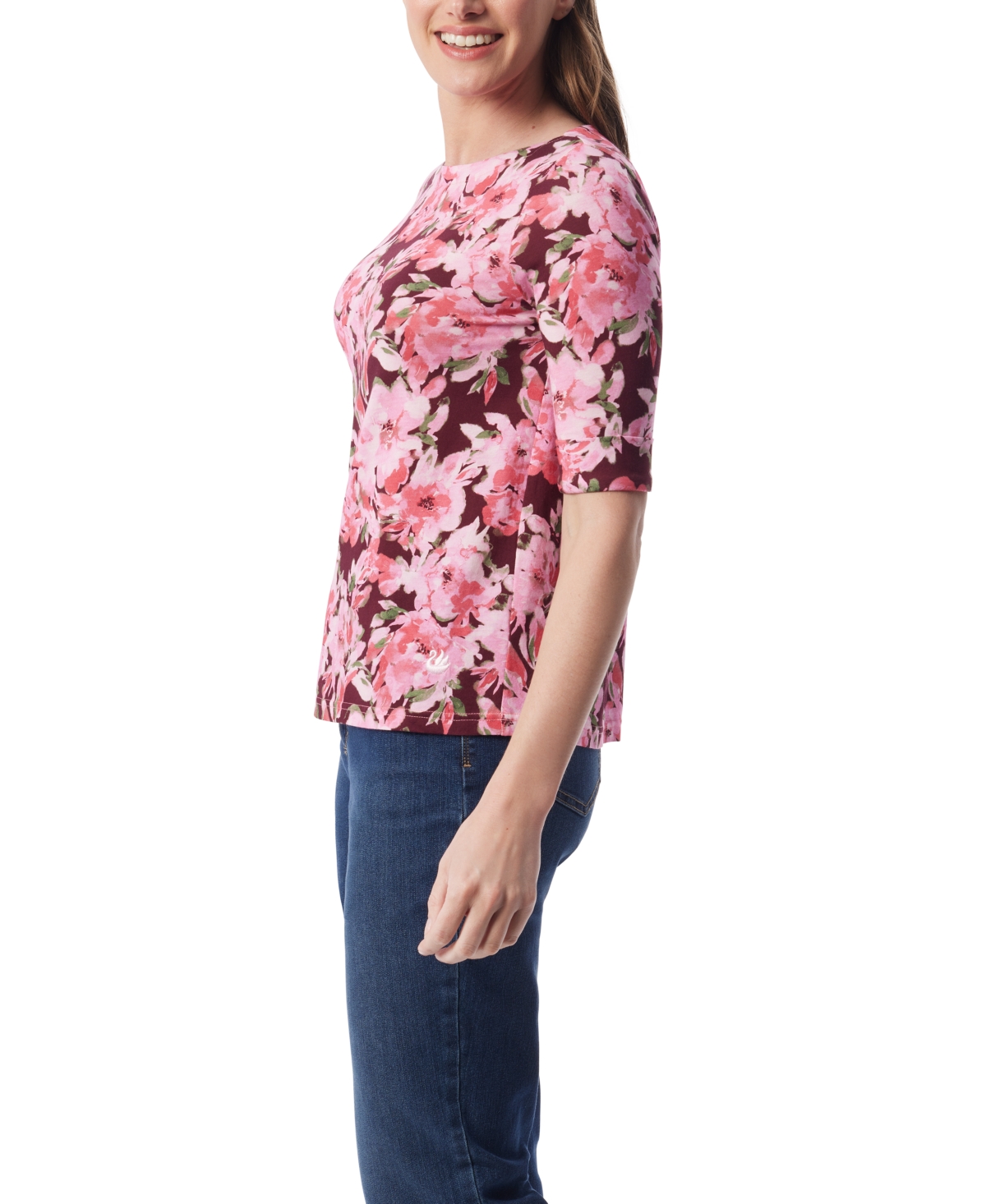 Gloria Vanderbilt Women's Alanis Printed Cuffed-sleeve T-shirt In Multi