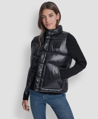 Women's Quilted Mock Neck Puffer Vest Jacket