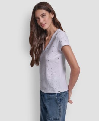 Women's Embellished V-Neck Top