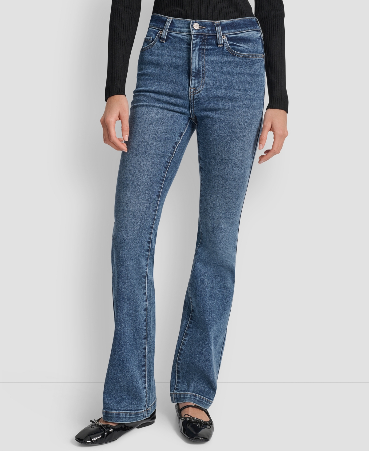 Dkny Jeans Women's High Rise Flare Jeans In Blue