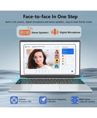 N95 Laptop, 15.6 FHD, Intel Alder Lake N95, 16GB RAM, 1TB SSD, Silver