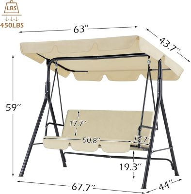 3-Seat Outdoor Patio Swing Chair