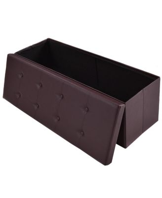 45''x15''x15'' Large Folding Storage Faux Leather Ottoman Pouffe Box Stool