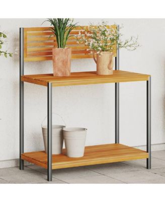 Work Table Natural Wood and Black