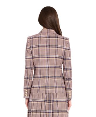 Women's Plaid Double Breasted Blazer
