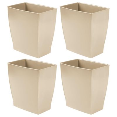 Rectangular Trash Can, 2.5 Gal. / 9.5 Liter, 4-Pack, Brown, Made in USA