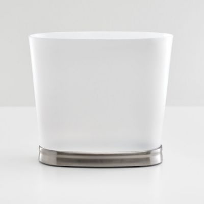 Oval Bathroom Trash Can, Set of 2, Frost/Brushed Nickel, Made in USA
