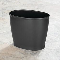 Oval 2.1 Gallon / 8 Liter Plastic Trash Can, Black, Made in USA