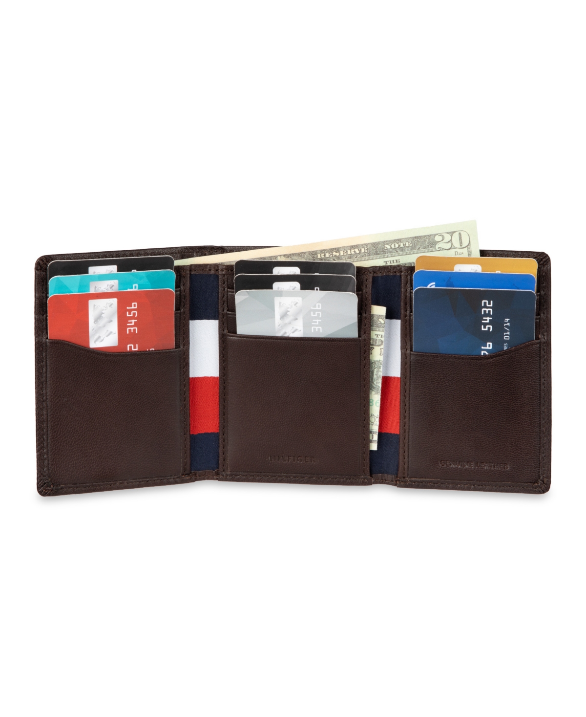Tommy Hilfiger Men's Trifold Plaid Wallet In Brown