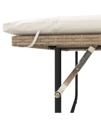 Patio Sofa Beige Poly Rattan 2-Seater Convertible Patio Sofa