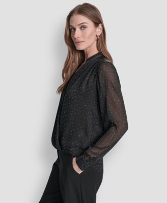 Women's Embellished Surplice Neck Top