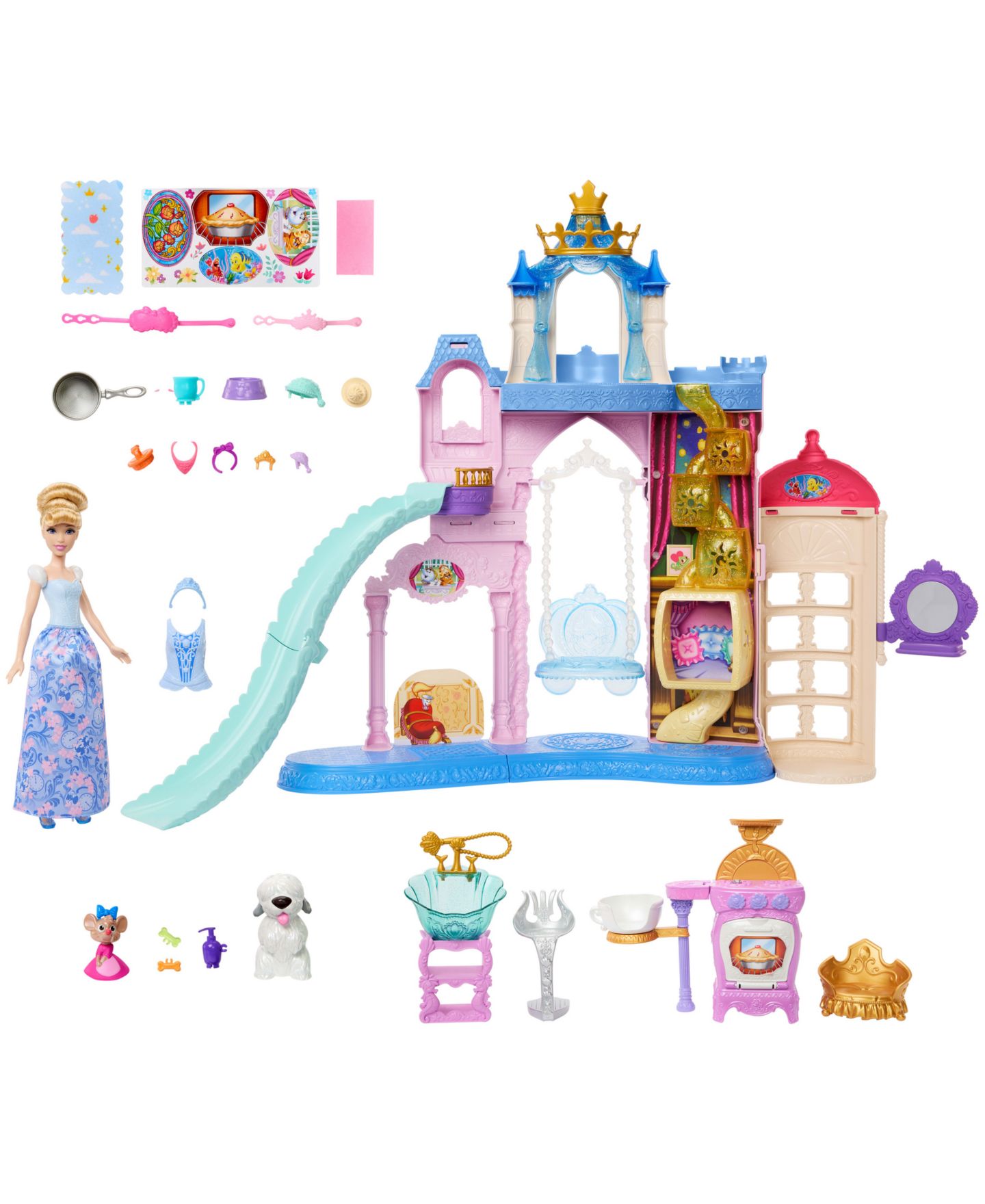 Детский игровой набор Disney Princess Cinderella Pet Palace Fashion Doll 20-Piece Playset, Ages 3+ — фото 5