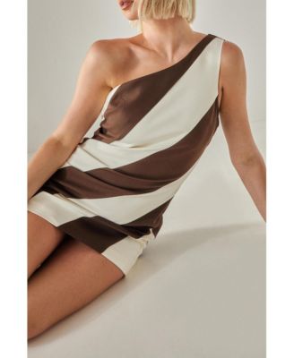 Women's Stripe One Shoulder Tailored Mini Dress