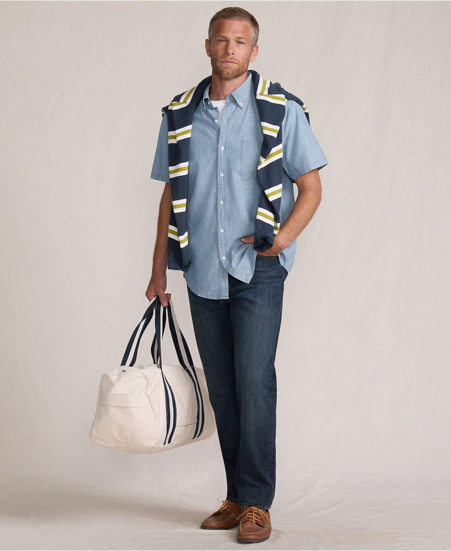Мужские джинсы Lands' End Rigid Easy Classic Fit Jean, цвет: Тёмный варёный — фото 4