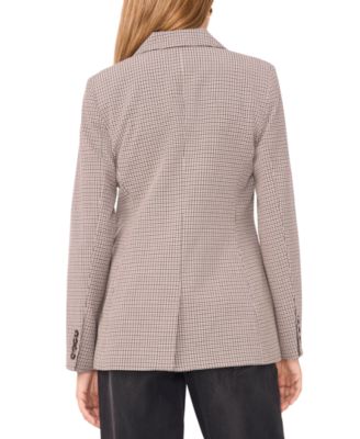 Women's Peak Lapel Button Front Small Check Blazer