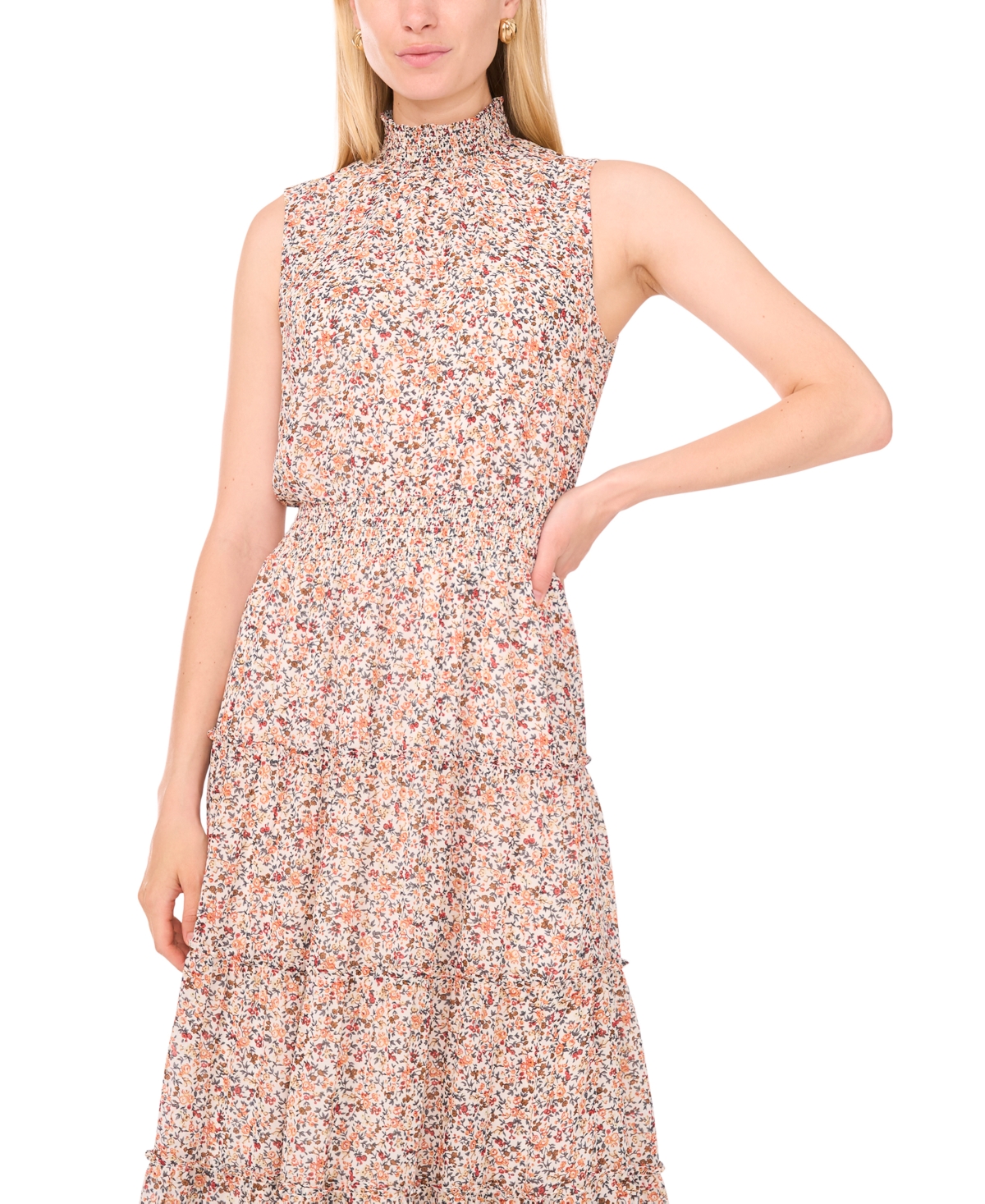 1.state Smocked Tiered Maxi Dress In Pink