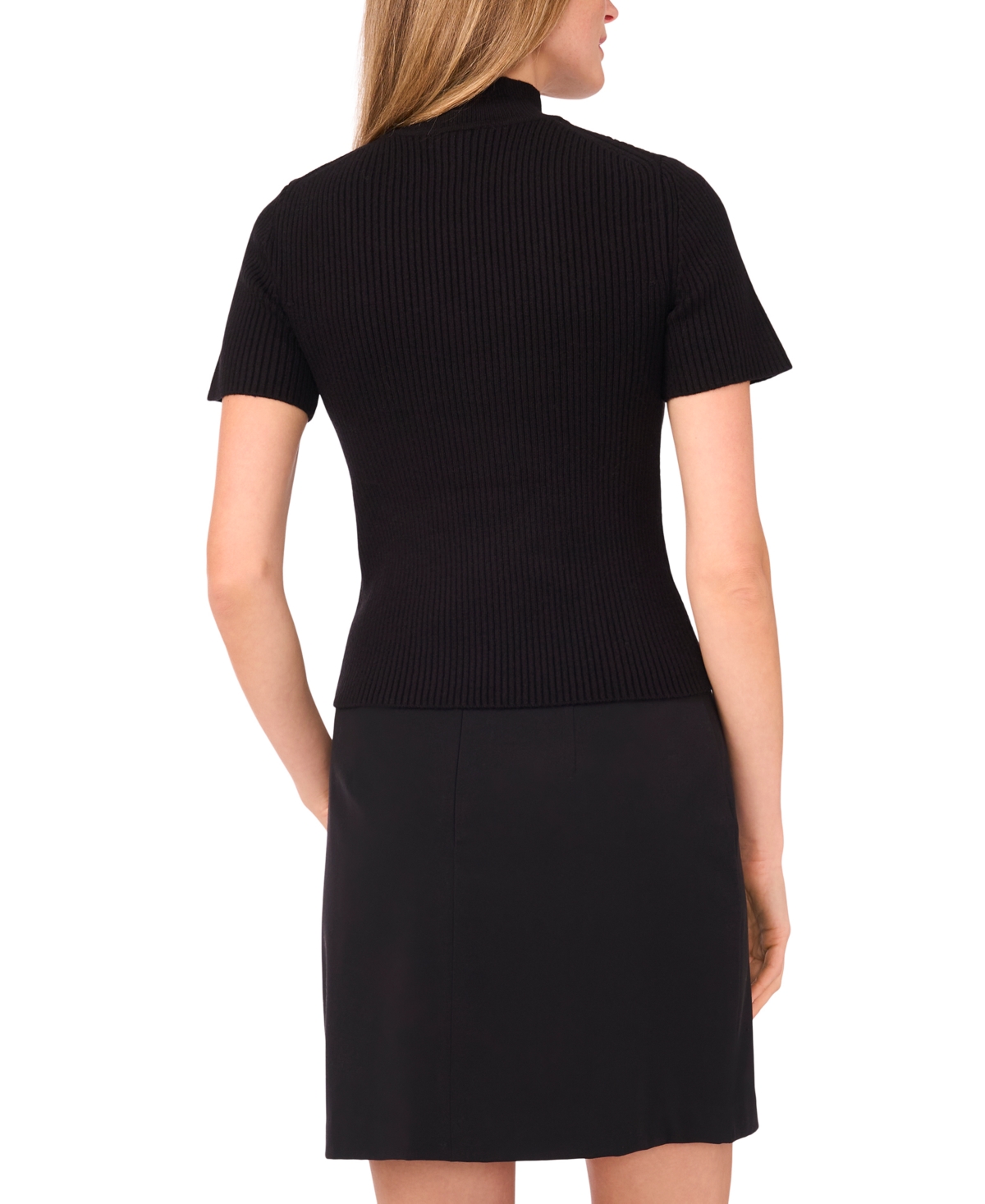 1.state Women's Short Sleeve Turtleneck Sweater In Black