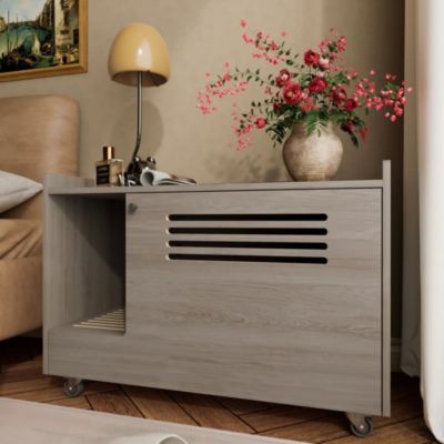 Gray Hidden Litter Box Cabinet Storage Bench