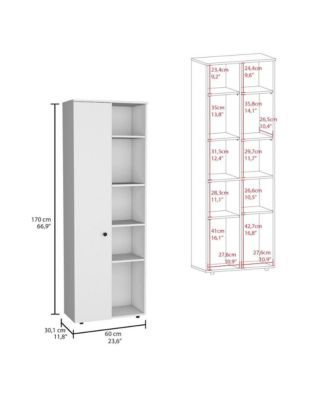 70" Tall  Laminated Particle Board 10 Compartments, Open & Closed Storage, Modern Design Kitchen Pantry Cabinet