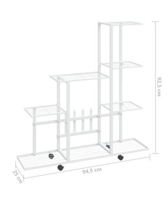Flower Stand with Wheel 37.2"x9.8"x36.4" White Metal