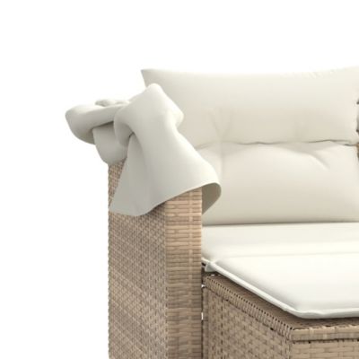 Garden Sofa Beige PE rattan, powder-coated steel, polyester fabric