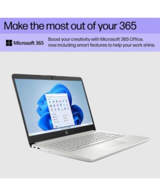 Portable Laptop, Student and Business, 14" HD Display, Intel Quad-Core N4120, 16GB DDR4 RAM, 64GB eMMC, 1 Year Office 365, Webcam, RJ-45, HDMI, Wi-Fi, Windows 11 Home, Silver
